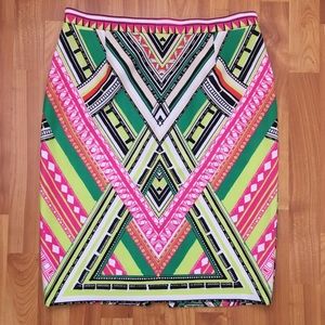 Geometric Neon Antonio Melani Pencil Skirt